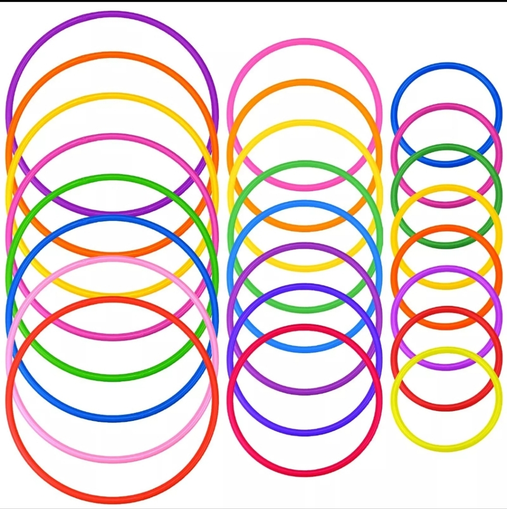 24 Pcs Multicolor Plastic Toss Rings Kids‎ Ring Toss Game Carnival Rings New